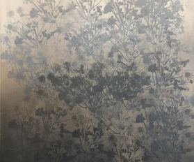 Grey flowers, 150 x 100 cm, screenprinting and acrylic on linen, 2018