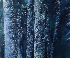 In the forest, at night, 90 x 120 cm, acrylic on linen, 2020